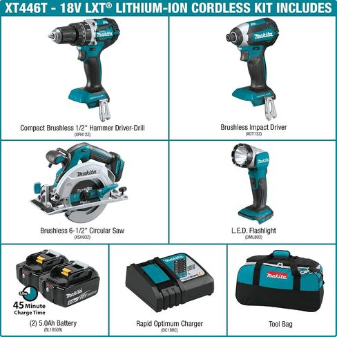 Makita XT446T 18V LXT Lithium-Ion Brushless Cordless Combo Kit (4 Piece) in Saudi Arabia