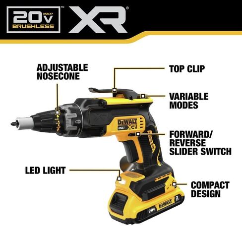 DEWALT 20V MAX* XR Brushless Drywall Screwgun and Cut-Out Tool Combo Kit (2.0Ah) (DCK265D2) in Saudi Arabia