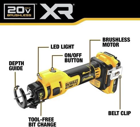 DEWALT 20V MAX* XR Brushless Drywall Screwgun and Cut-Out Tool Combo Kit (2.0Ah) (DCK265D2) in Saudi Arabia