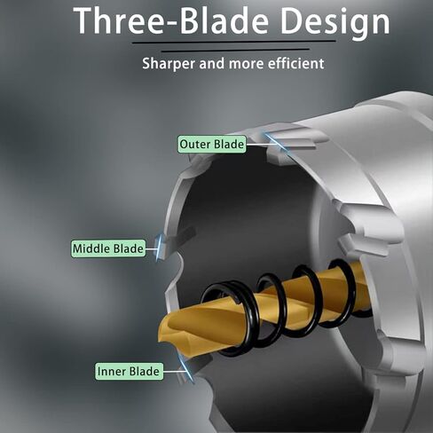 منشار ثقب كربيد من YETLEBOX، قاطع ثقب TCT مع مثقاب طيار مطلي بالتيتانيوم للمعادن والفولاذ المقاوم للصدأ والحديد والخشب 51 مم/2.01 بوصة in Kuwait
