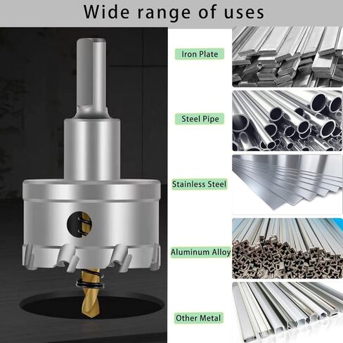 منشار ثقب كربيد من YETLEBOX، قاطع ثقب TCT مع مثقاب طيار مطلي بالتيتانيوم للمعادن والفولاذ المقاوم للصدأ والحديد والخشب 51 مم/2.01 بوصة in Kuwait