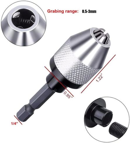 Mini Keyless Drill Chuck 1/4 Inch Hex Shank Holds Small Bits 0.3mm to 1/4 inch Quick Change Adapter Converter in Saudi Arabia