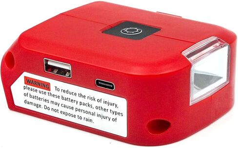 XYOO M18 Power Source Compatible with Milwaukee Battery Adapter, with USB+USB-C Port & LED Work Light & 12v DC Port - Power Source Supply for Milwaukee 18V Lithium-ion Battery in Saudi Arabia