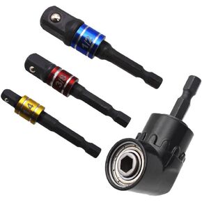 HSF مجموعة محول المقبس العالمي ومثقاب الزاوية اليمنى 105 درجة مجموعة مفك براغي الزاوية اليمنى محول مقبس سداسي الحفر، 3 قطع مقاسات 1/4 بوصة 3/8 بوصة 1/2 بوصة مجموعة تمديد محول مآخذ التوصيل للسائق من درجة التأثير in Kuwait