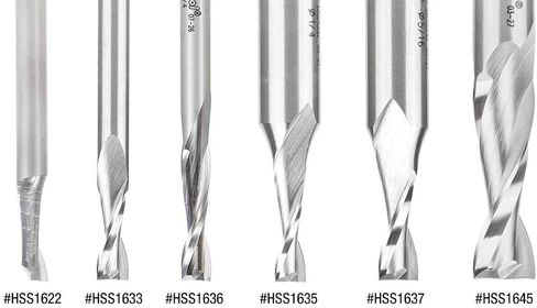 Amana Tool HSS1643 Double Flute Spiral Router Bits Metal Aluminum Cutting 3/8 Dia x 1-1/4 x 1/2 Inch Shank Up-Cut Router Bit High Speed Steel in Saudi Arabia