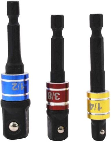 HSF مجموعة محول المقبس العالمي ومثقاب الزاوية اليمنى 105 درجة مجموعة مفك براغي الزاوية اليمنى محول مقبس سداسي الحفر، 3 قطع مقاسات 1/4 بوصة 3/8 بوصة 1/2 بوصة مجموعة تمديد محول مآخذ التوصيل للسائق من درجة التأثير in Kuwait