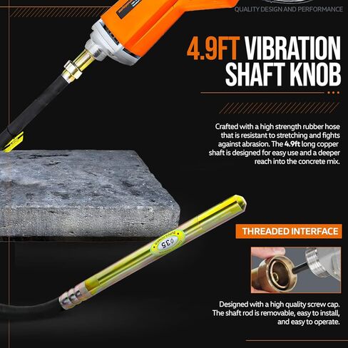 أداة كهربائية تهتز للخرسانة فائقة الاستخدام، 13 كيلو فولت في الدقيقة، عمود غمر خرطوم مرن بطول 4.9 قدم، هزاز أسمنتي، محمول بسلك كهربائي، محرك 110 فولت تيار متردد بقوة 1 حصان - إزالة فقاعة الهواء، وتسوية وخلط الخرسانة in Kuwait