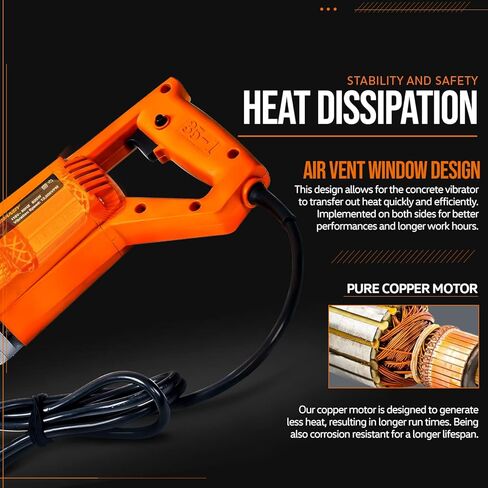 أداة كهربائية تهتز للخرسانة فائقة الاستخدام، 13 كيلو فولت في الدقيقة، عمود غمر خرطوم مرن بطول 4.9 قدم، هزاز أسمنتي، محمول بسلك كهربائي، محرك 110 فولت تيار متردد بقوة 1 حصان - إزالة فقاعة الهواء، وتسوية وخلط الخرسانة in Kuwait