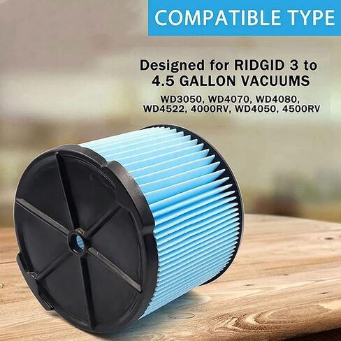 فلتر بديل VF3500 لمرشح Ridgid Shop Vac VF3500، فلتر بديل ثلاثي الطبقات لRidgid VF3500 3-4.5 جالون مكانس كهربائية محمولة WD3050، WD4070، WD4080، WD4522، 4000RV، 4500RV (عبوتان) in Saudi Arabia