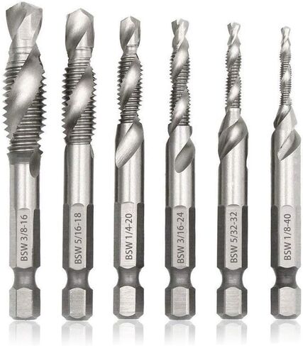 طقم لقم مجموعة من 6 قطع من ميسي، 1/4 بوصة سداسية الشكل HSS Deburr Bits Spiral Screw Screw Tap - Imperial 1/8 5/32 3/16 1/4 5/16 3/8 in Saudi Arabia