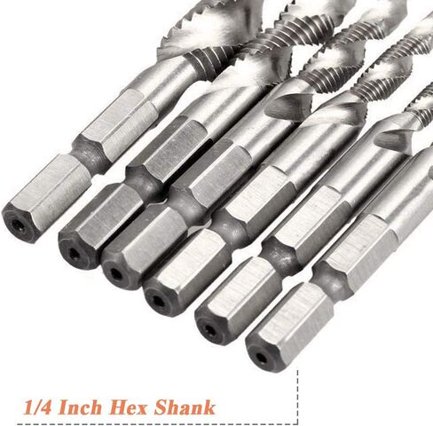 طقم لقم مجموعة من 6 قطع من ميسي، 1/4 بوصة سداسية الشكل HSS Deburr Bits Spiral Screw Screw Tap - Imperial 1/8 5/32 3/16 1/4 5/16 3/8 in Saudi Arabia
