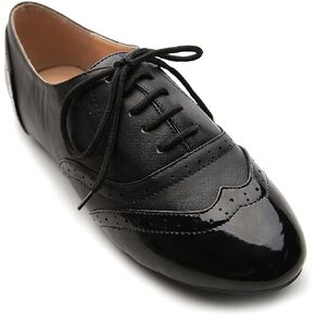 Ollio Women's Shoe Classic Lace Up Dress Low Flat Heel Oxford