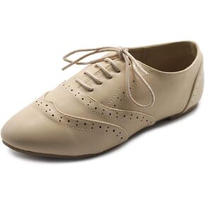 Ollio Women's Shoe Classic Lace Up Dress Low Flat Heel Oxford