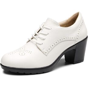 DREAM PAIRS Women's SDOX2303W Pointed Toe High Chunky Heels Oxfords Shoes