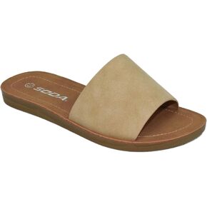 Soda Shoes Efron-S Women Flip Flops Basic Plain Slippers Slip On Sandals Slides Casual Peep Toe Beach in Saudi Arabia