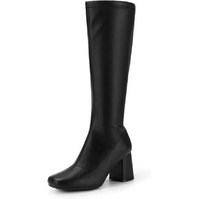 أحذية DREAM PAIRS النسائية Gogo، أحذية طويلة للركبة مكتنزة بمقدمة مربعة للنساء