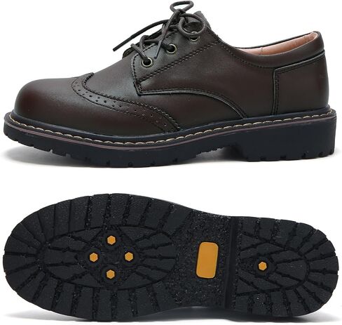 أحذية أكسفورد للنساء، حذاء بروج من الجلد ذو كعب منخفض ومثقوب برباط دائري للفتيات والسيدات in Kuwait