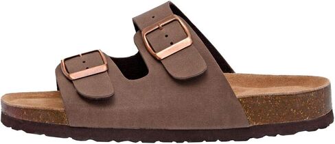 CUSHIONAIRE Lane Cork Footbed Womens Sandals Comfortable Double Buckle Slip On Sandals for Women with Arch Support and Classic Two Strap Design in Kuwait