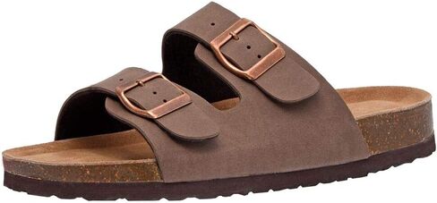 CUSHIONAIRE Lane Cork Footbed Womens Sandals Comfortable Double Buckle Slip On Sandals for Women with Arch Support and Classic Two Strap Design in Kuwait