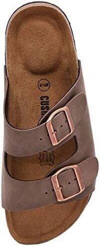 CUSHIONAIRE Lane Cork Footbed Womens Sandals Comfortable Double Buckle Slip On Sandals for Women with Arch Support and Classic Two Strap Design in Kuwait