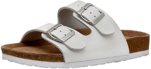 CUSHIONAIRE Lane Cork Footbed Womens Sandals Comfortable Double Buckle Slip On Sandals for Women with Arch Support and Classic Two Strap Design in Kuwait