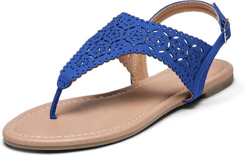 DREAM PAIRS Women's T-Strap Gladiator Flat Sandals | Thong Rhinestone Dressy Casual Wear Cute Comfort Ankle Strap with Buckle Closure Sandals for Summer Beach in Saudi Arabia