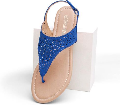 DREAM PAIRS Women's T-Strap Gladiator Flat Sandals | Thong Rhinestone Dressy Casual Wear Cute Comfort Ankle Strap with Buckle Closure Sandals for Summer Beach in Saudi Arabia