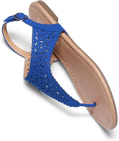 DREAM PAIRS Women's T-Strap Gladiator Flat Sandals | Thong Rhinestone Dressy Casual Wear Cute Comfort Ankle Strap with Buckle Closure Sandals for Summer Beach in Saudi Arabia