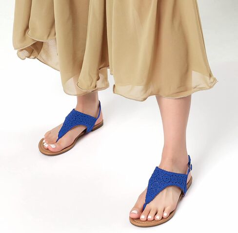 DREAM PAIRS Women's T-Strap Gladiator Flat Sandals | Thong Rhinestone Dressy Casual Wear Cute Comfort Ankle Strap with Buckle Closure Sandals for Summer Beach in Saudi Arabia