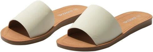 Soda Shoes Efron-S Women Flip Flops Basic Plain Slippers Slip On Sandals Slides Casual Peep Toe Beach in Saudi Arabia