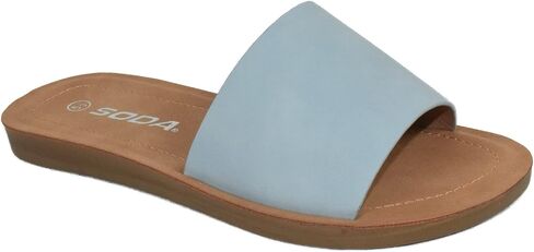 Soda Shoes Efron-S Women Flip Flops Basic Plain Slippers Slip On Sandals Slides Casual Peep Toe Beach in Saudi Arabia
