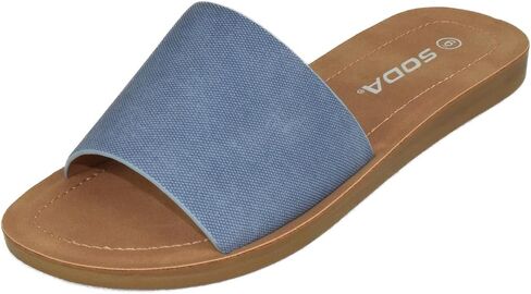 Soda Shoes Efron-S Women Flip Flops Basic Plain Slippers Slip On Sandals Slides Casual Peep Toe Beach in Saudi Arabia