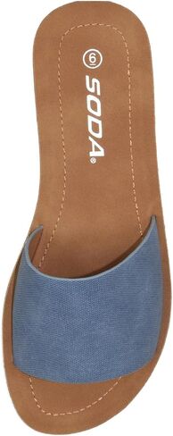 Soda Shoes Efron-S Women Flip Flops Basic Plain Slippers Slip On Sandals Slides Casual Peep Toe Beach in Saudi Arabia