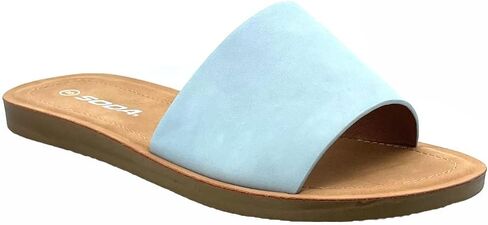 Soda Shoes Efron-S Women Flip Flops Basic Plain Slippers Slip On Sandals Slides Casual Peep Toe Beach in Saudi Arabia