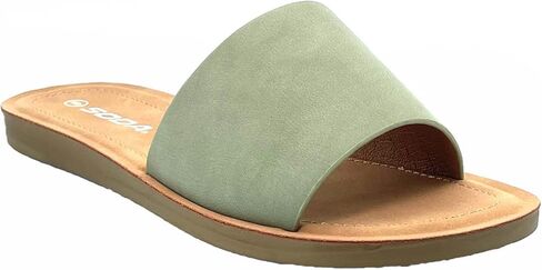 Soda Shoes Efron-S Women Flip Flops Basic Plain Slippers Slip On Sandals Slides Casual Peep Toe Beach in Saudi Arabia