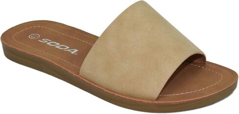 Soda Shoes Efron-S Women Flip Flops Basic Plain Slippers Slip On Sandals Slides Casual Peep Toe Beach in Saudi Arabia
