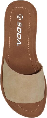 Soda Shoes Efron-S Women Flip Flops Basic Plain Slippers Slip On Sandals Slides Casual Peep Toe Beach in Saudi Arabia