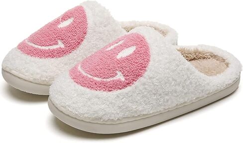 شباشب PLMOKN Smile Face، شباشب منزلية خفيفة الوزن من القطيفة الناعمة الرجعية سهلة الارتداء، شباشب مريحة للاستخدام الداخلي والخارجي، نعل مضاد للانزلاق in Kuwait