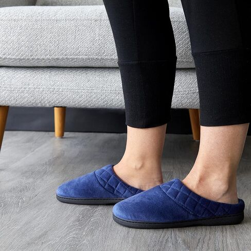 Dearfoams Women's Indoor/Outdoor Memory Foam Darcy Microfiber Velour Clog, Wide Widths Slipper in Saudi Arabia