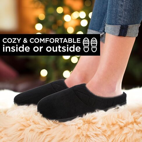 Dearfoams Women's Indoor/Outdoor Memory Foam Darcy Microfiber Velour Clog, Wide Widths Slipper in Saudi Arabia