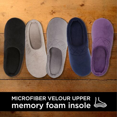 Dearfoams Women's Indoor/Outdoor Memory Foam Darcy Microfiber Velour Clog, Wide Widths Slipper in Saudi Arabia