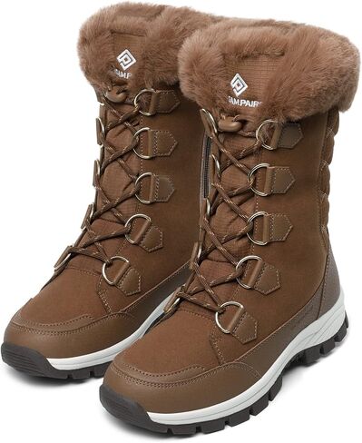 DREAM PAIRS Women's Waterproof Winter Snow Boots, Warm Comfortable Faux Fur Insulated Non-Slip Outdoor Lace-Up Mid Calf Booties in Saudi Arabia