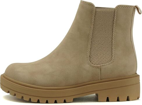 Soda Pilot ~ Women Lug Sole Low Heel Chelsea Fashion Ankle Bootie w/Double Elastic Gore in Kuwait