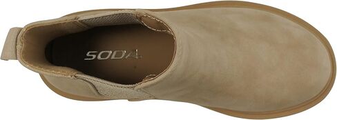 Soda Pilot ~ Women Lug Sole Low Heel Chelsea Fashion Ankle Bootie w/Double Elastic Gore in Kuwait