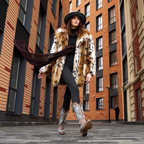 HISEA Rollda Cowboy Boots for Women Western Cowgirl Boots with Chunky Heel Ladies Snip Toe Mid-Calf Boots in Saudi Arabia