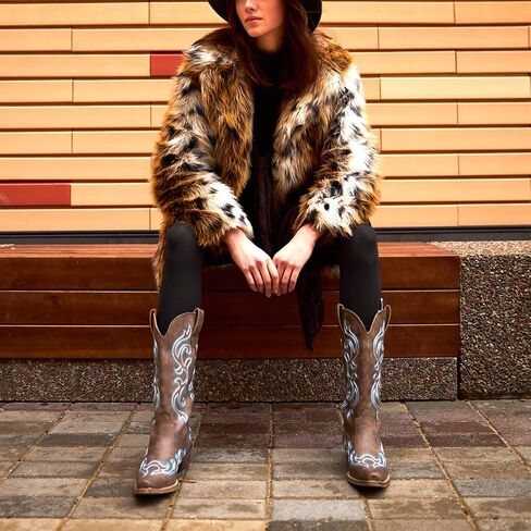 HISEA Rollda Cowboy Boots for Women Western Cowgirl Boots with Chunky Heel Ladies Snip Toe Mid-Calf Boots in Saudi Arabia