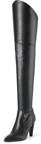 DREAM PAIRS Women's Over the Knee High Boots | 3.7" High Heels, Pointed Toe, Side Zipper, Slanted Top Opening, 4mm Latex Insole in Saudi Arabia