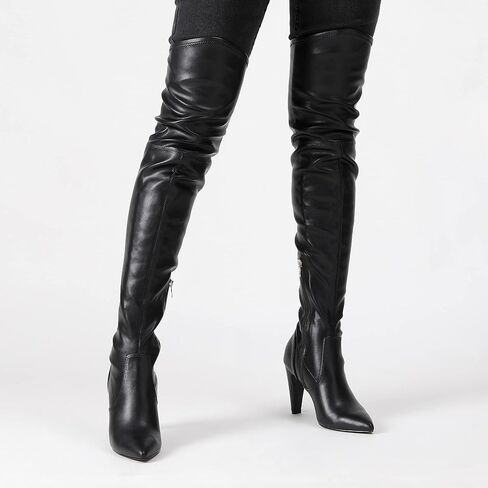 DREAM PAIRS Women's Over the Knee High Boots | 3.7" High Heels, Pointed Toe, Side Zipper, Slanted Top Opening, 4mm Latex Insole in Saudi Arabia