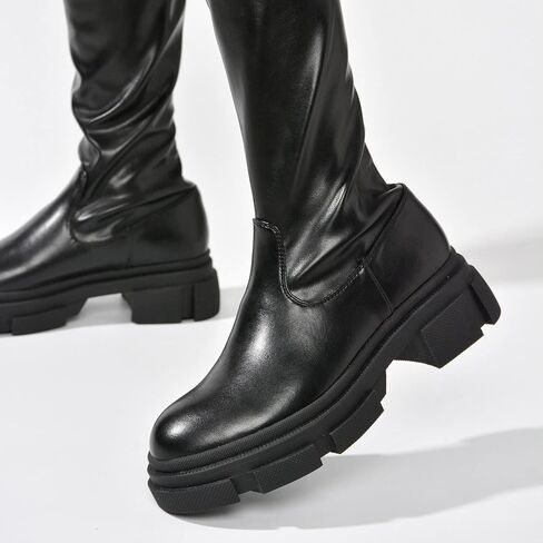 Cape Robbin Campi Over The Knee Boots with Chunky Block Heels, Fashion Dress Boots for Women in Saudi Arabia