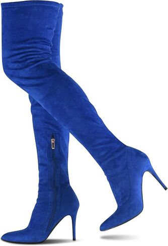 CAMSSOO Women's Thigh High Boots Faux Suede Elasticity Heels Over The Knee Boots Side Zip Pointed Toe Fashion Sexy Winter Stiletto Knee High Boots in Saudi Arabia